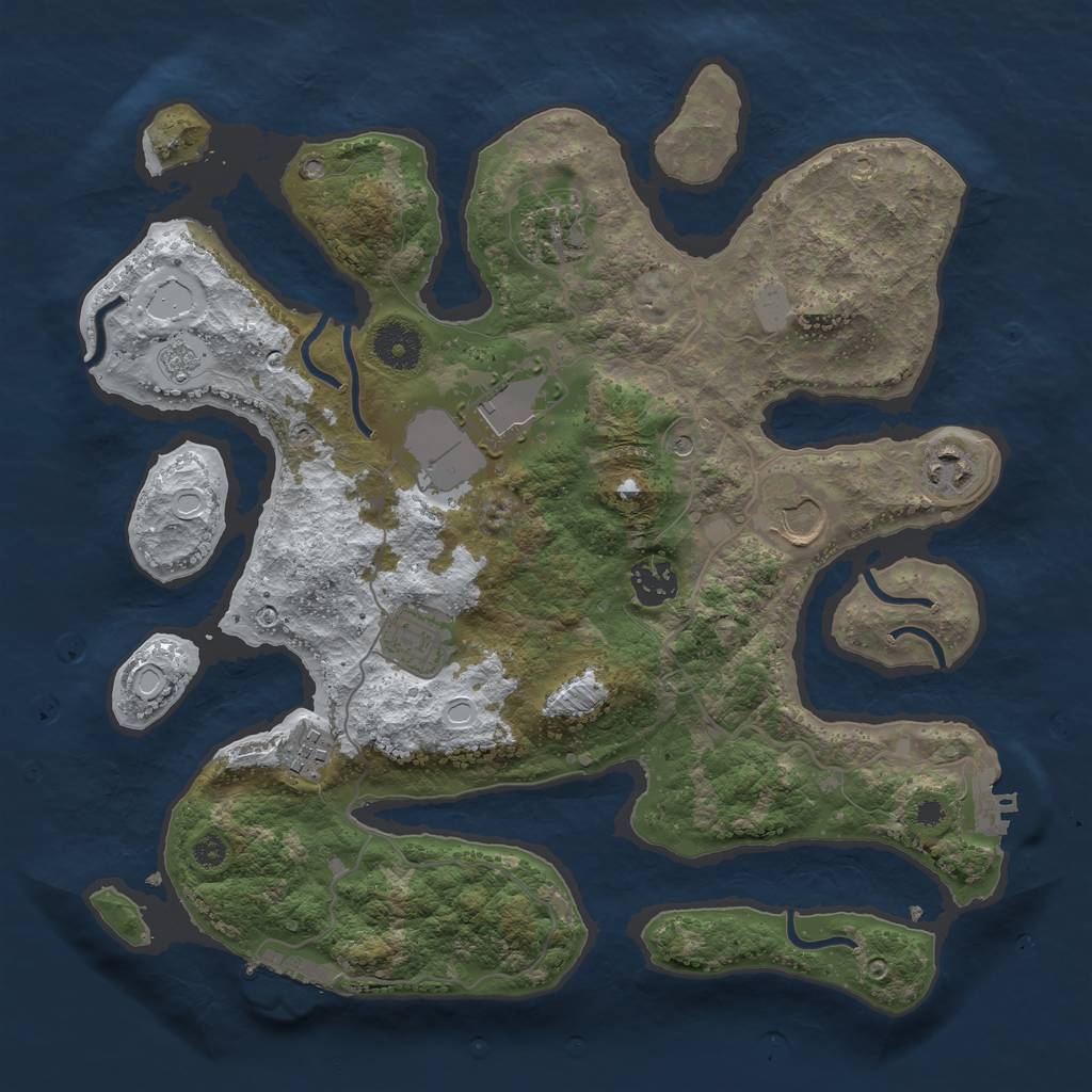Rust Map: Procedural Map, Size: 3500, Seed: 4723251, 16 Monuments