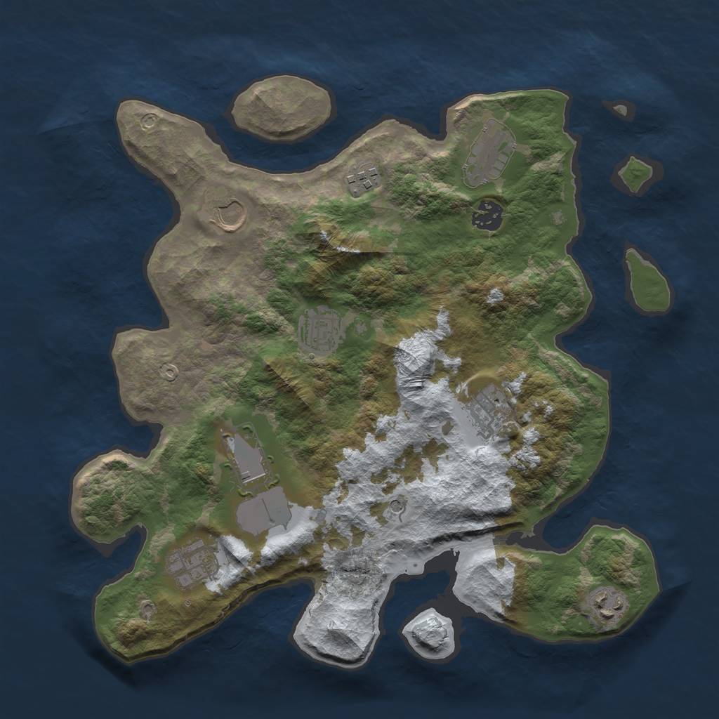 Rust Map: Barren, Size: 3500, Seed: 5439968, 12 Monuments