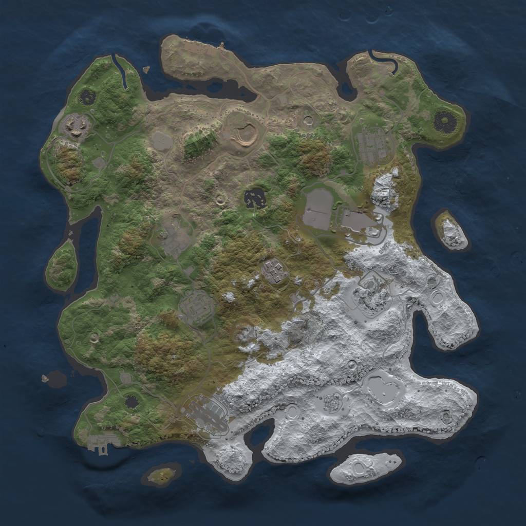 Rust Map: Procedural Map, Size: 3500, Seed: 4879748, 19 Monuments