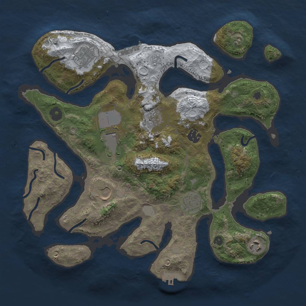 Rust Map: Procedural Map, Size: 3500, Seed: 3725368, 15 Monuments