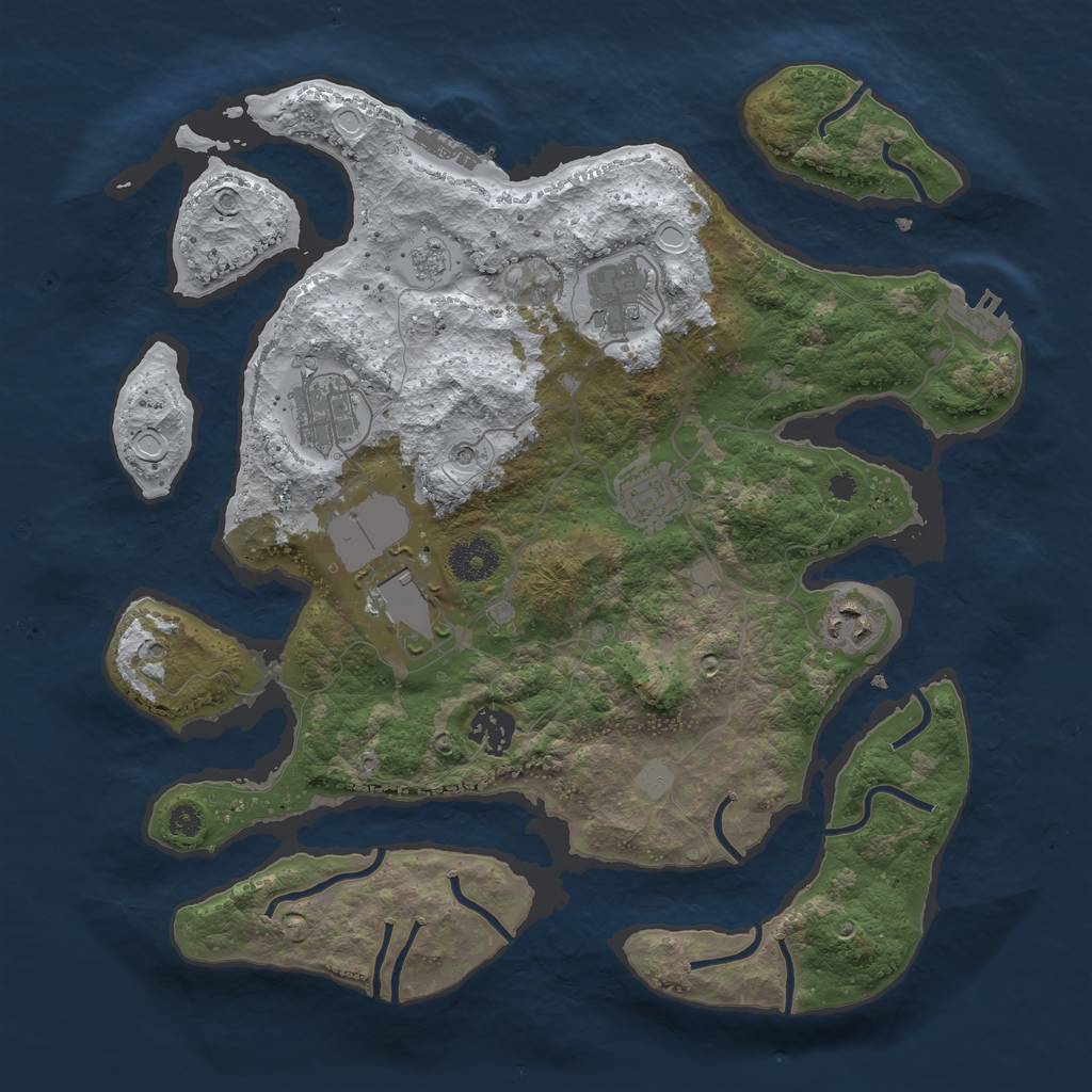 Rust Map: Procedural Map, Size: 3500, Seed: 4606421, 15 Monuments