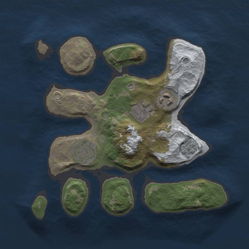 Rust Map: Barren, Size: 2500, Seed: 4941441, 6 Monuments