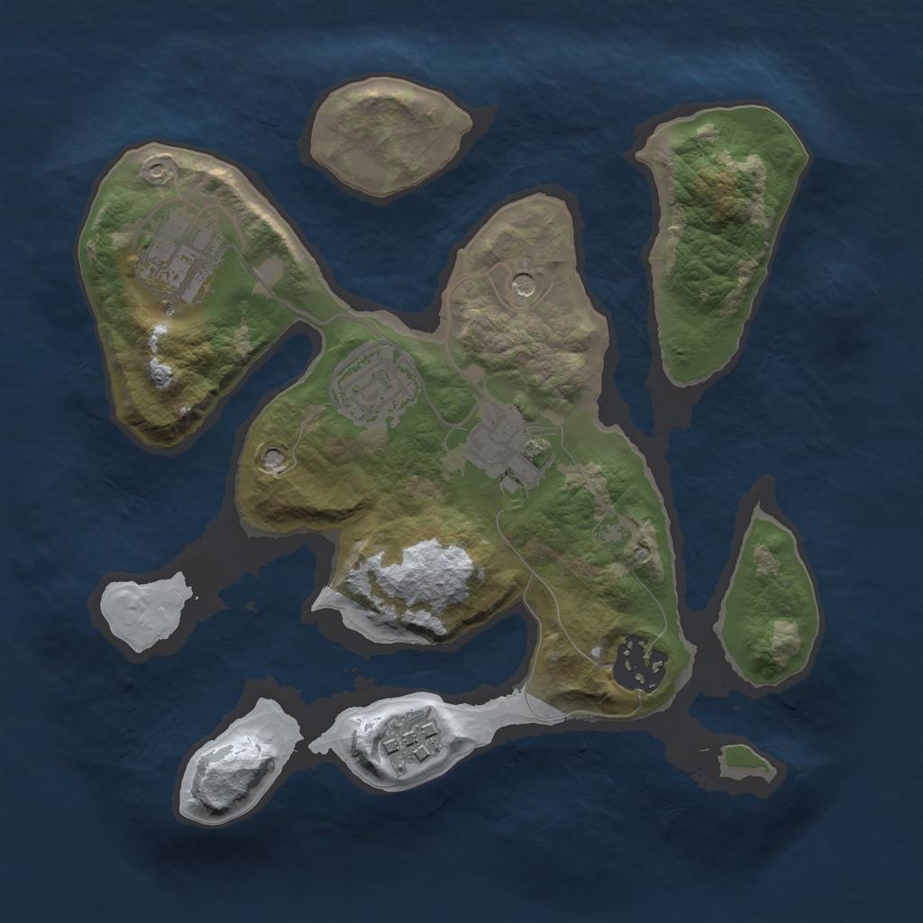 Rust Map: Barren, Size: 2500, Seed: 2662930, 8 Monuments