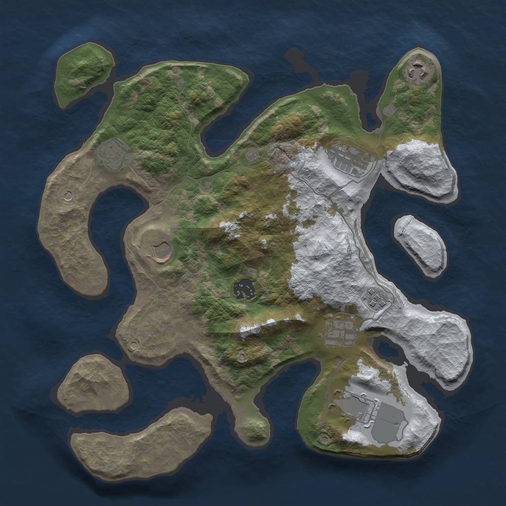 Rust Map: Barren, Size: 3500, Seed: 657712, 11 Monuments