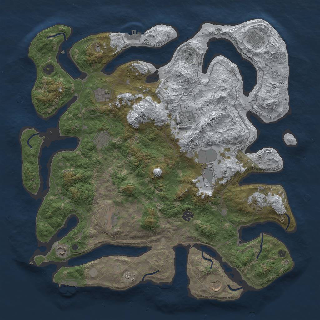 Rust Map: Procedural Map, Size: 4500, Seed: 70086953, 20 Monuments