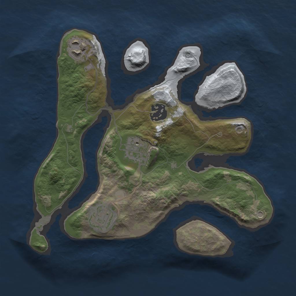 Rust Map: Barren, Size: 2500, Seed: 1997314, 6 Monuments