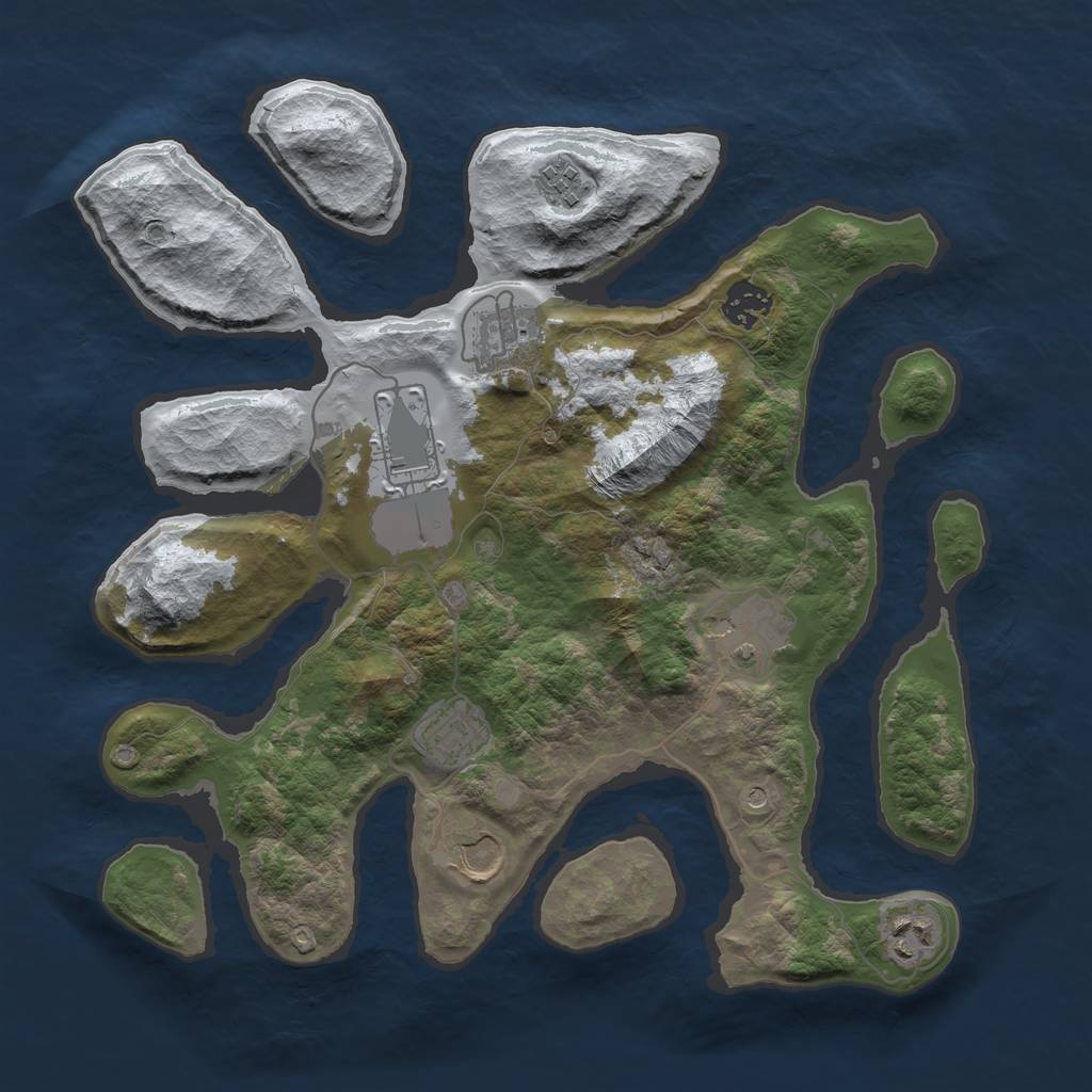 Rust Map: Barren, Size: 3500, Seed: 2226526, 11 Monuments