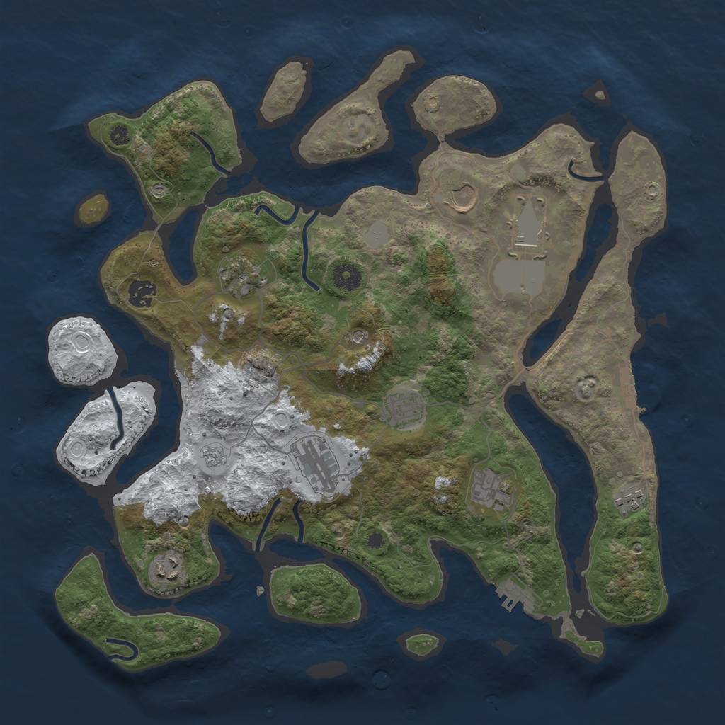 Rust Map: Procedural Map, Size: 3850, Seed: 263497521, 18 Monuments