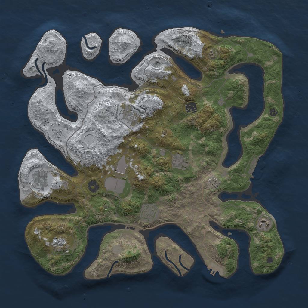 Rust Map: Procedural Map, Size: 4000, Seed: 2603255, 18 Monuments