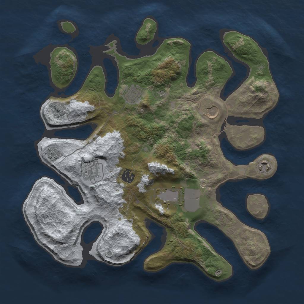 Rust Map: Barren, Size: 3500, Seed: 2483315, 10 Monuments