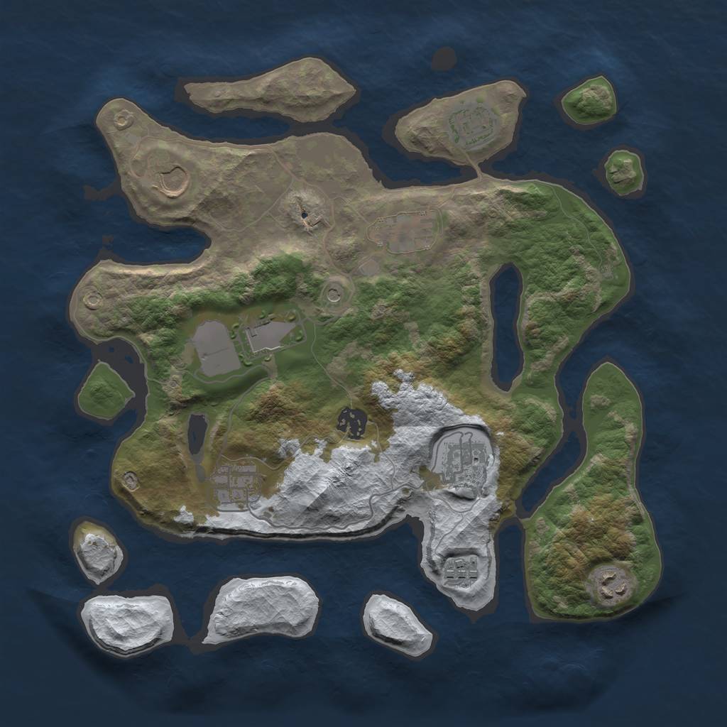 Rust Map: Barren, Size: 3500, Seed: 4286908, 12 Monuments