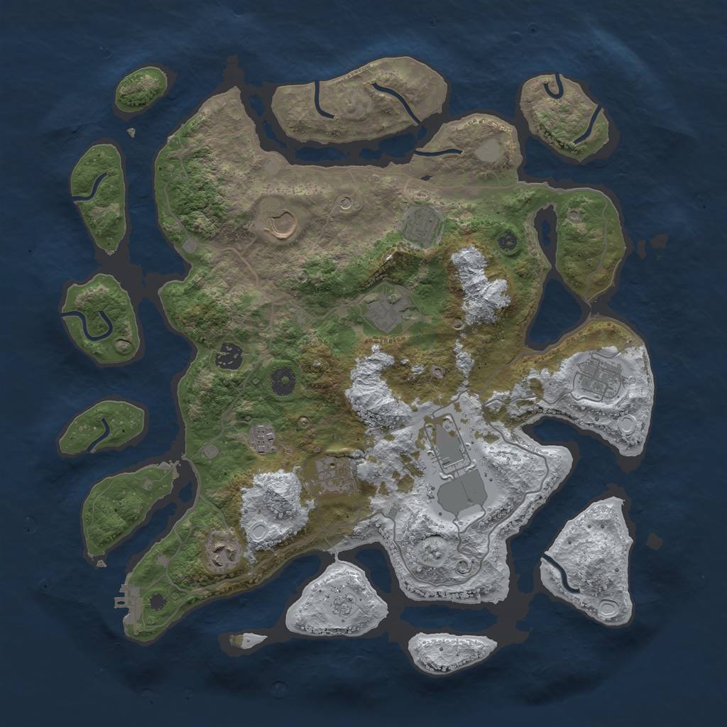 Rust Map: Procedural Map, Size: 4000, Seed: 1468405, 17 Monuments