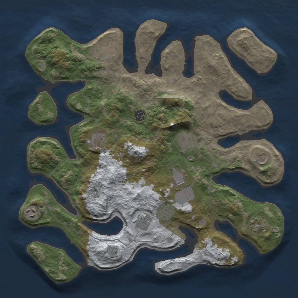 Rust Map: Barren, Size: 4000, Seed: 1266796474, 14 Monuments