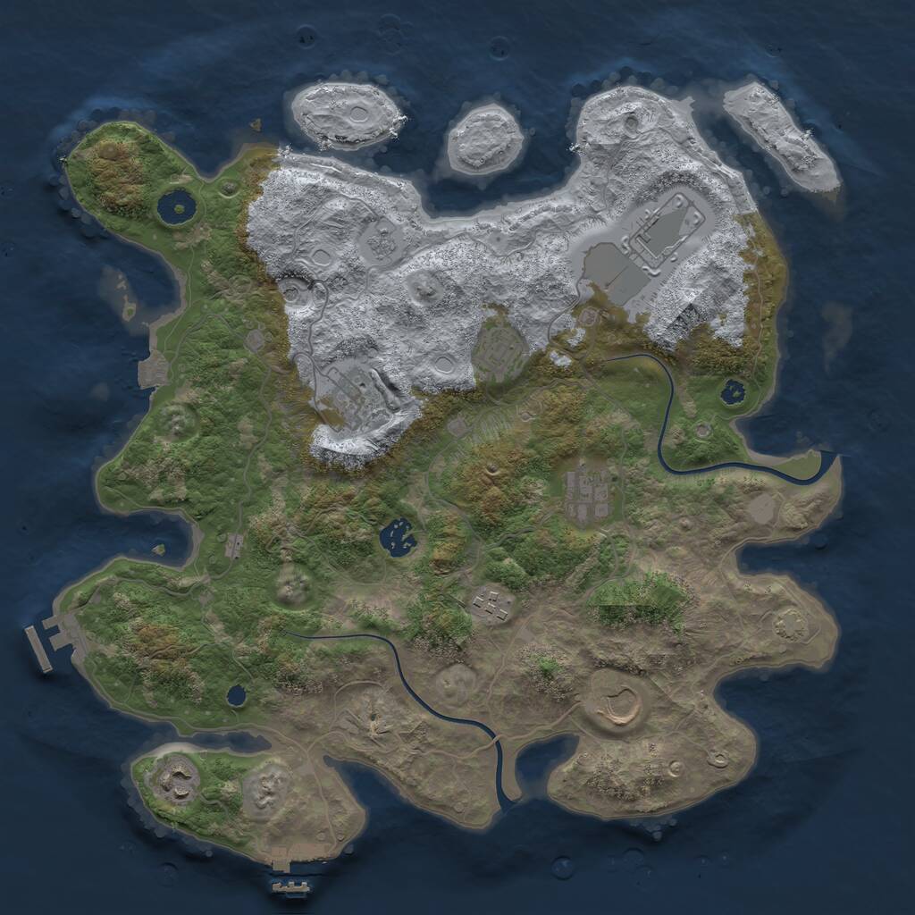 Rust Map: Procedural Map, Size: 3800, Seed: 2165423, 14 Monuments