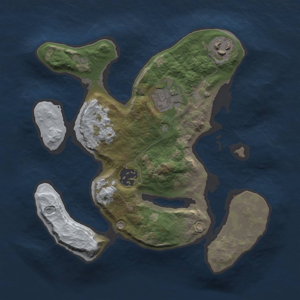Rust Map: Barren, Size: 2500, Seed: 2308747, 5 Monuments