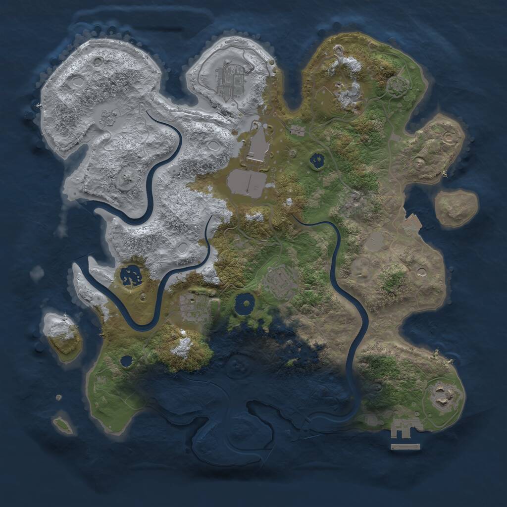 Rust Map: Procedural Map, Size: 3500, Seed: 5938264, 13 Monuments