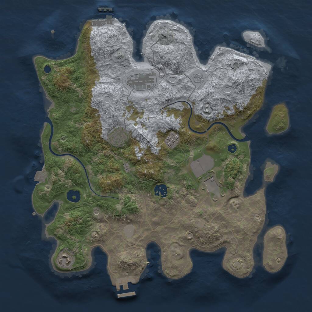 Rust Map: Procedural Map, Size: 3500, Seed: 4857527, 12 Monuments