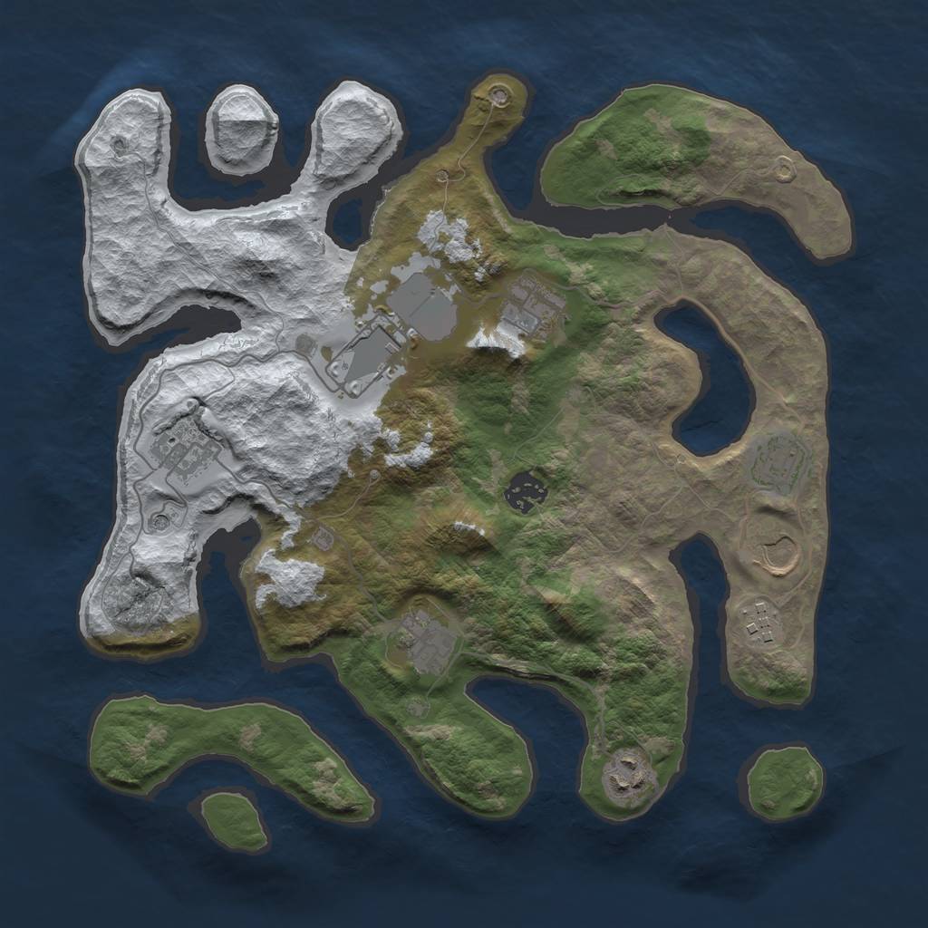 Rust Map: Barren, Size: 3500, Seed: 83178, 12 Monuments