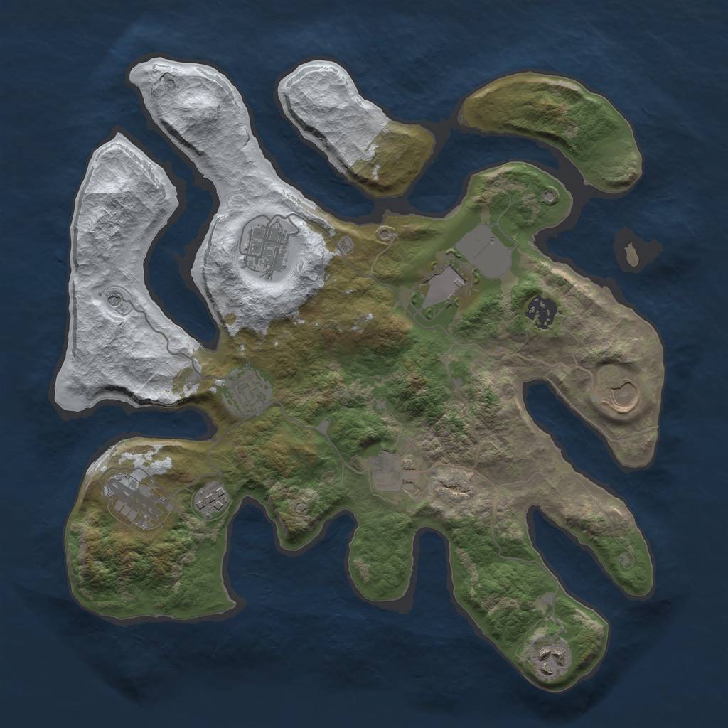 Rust Map: Barren, Size: 3500, Seed: 5973332, 12 Monuments