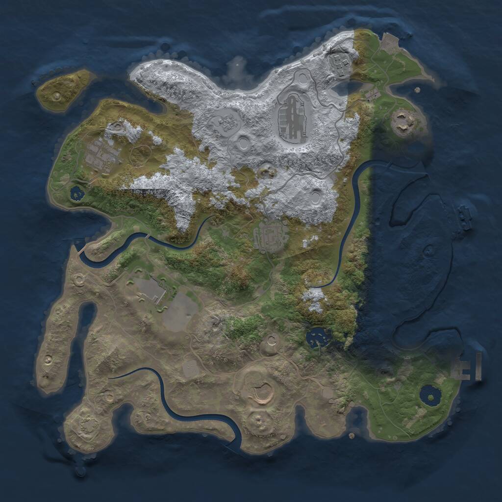 Rust Map: Procedural Map, Size: 3500, Seed: 4439865, 14 Monuments