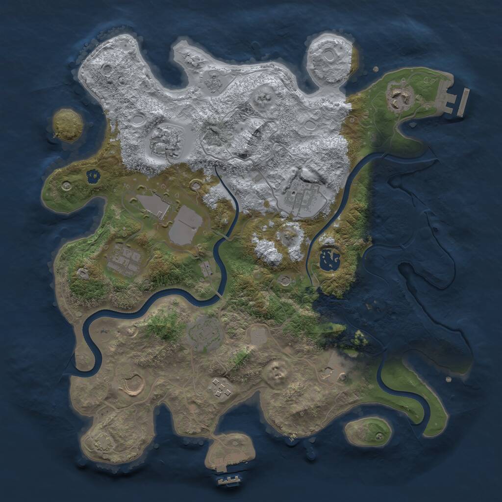 Rust Map: Procedural Map, Size: 3500, Seed: 1301996, 16 Monuments