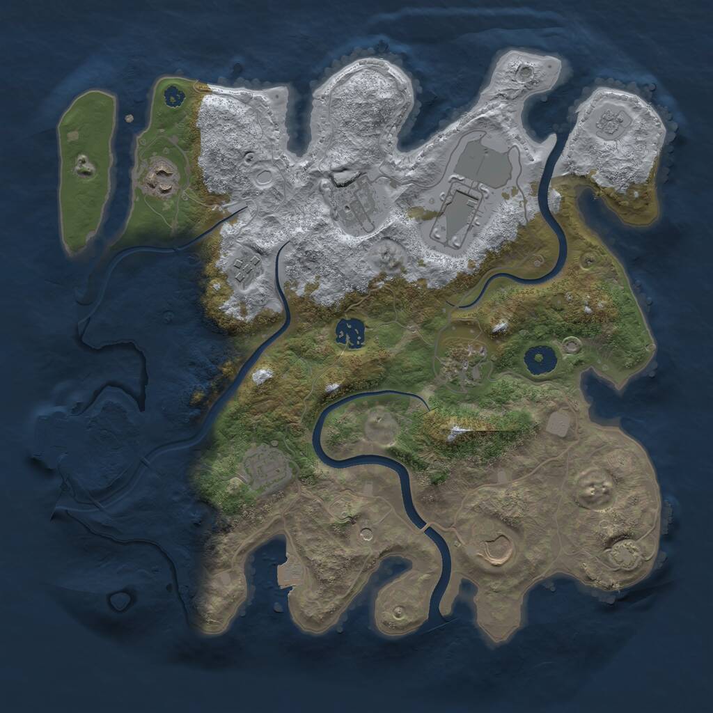 Rust Map: Procedural Map, Size: 3500, Seed: 690666, 13 Monuments