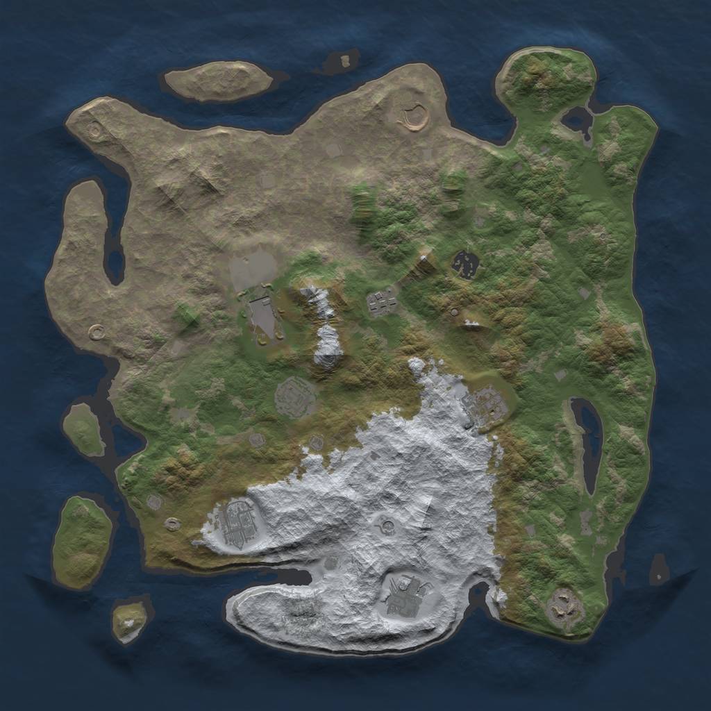 Rust Map: Barren, Size: 4000, Seed: 1944637263, 12 Monuments