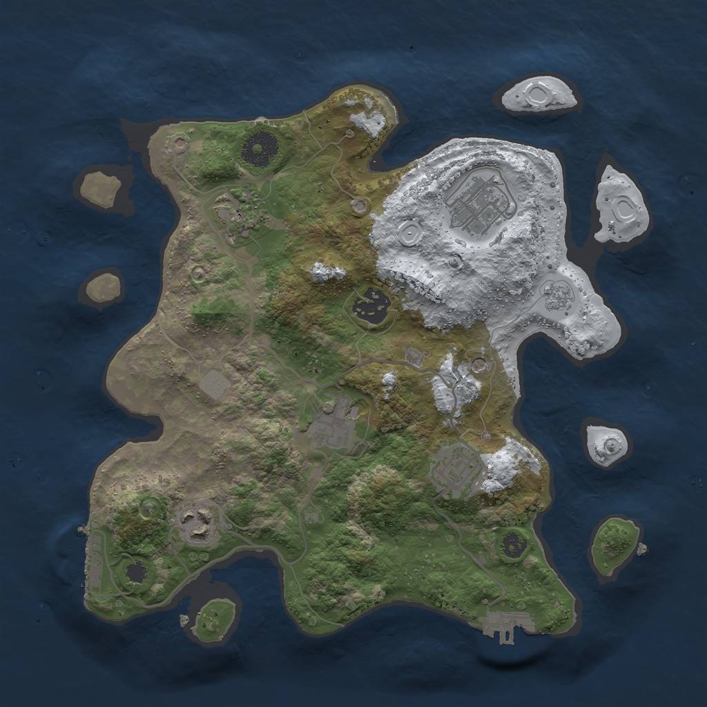 Rust Map: Procedural Map, Size: 3000, Seed: 2437659, 15 Monuments