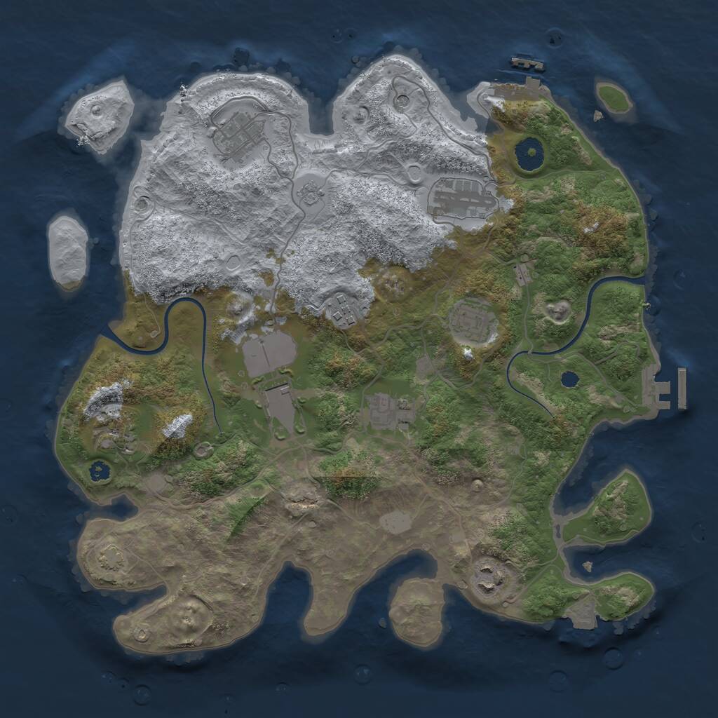Rust Map: Procedural Map, Size: 3500, Seed: 183677, 14 Monuments