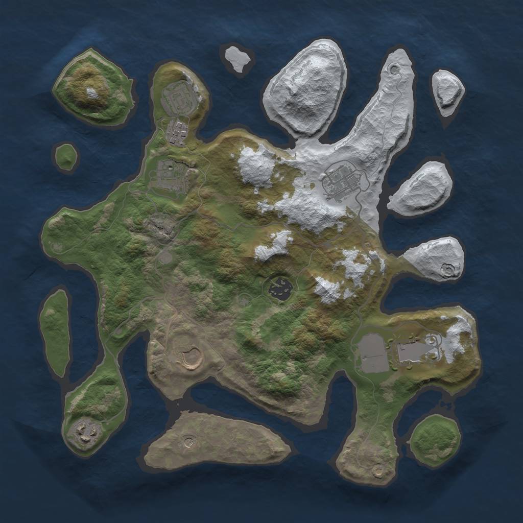 Rust Map: Barren, Size: 3500, Seed: 1823569, 11 Monuments