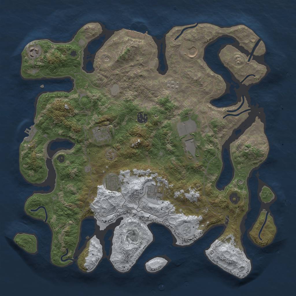 Rust Map: Procedural Map, Size: 4000, Seed: 4682719, 17 Monuments