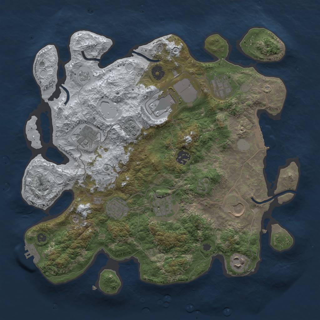 Rust Map: Procedural Map, Size: 3500, Seed: 5899085, 18 Monuments