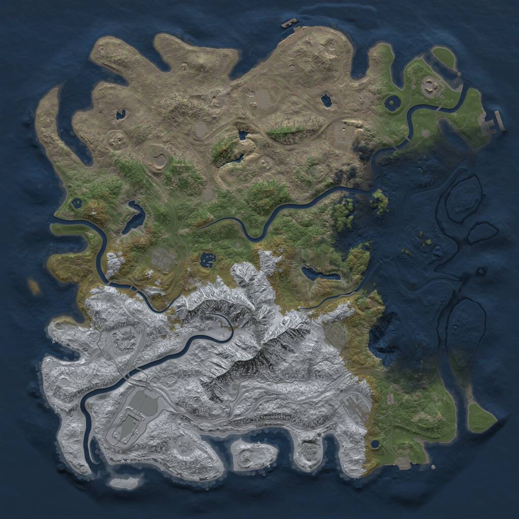 Rust Map: Procedural Map, Size: 5000, Seed: 1593828480, 17 Monuments