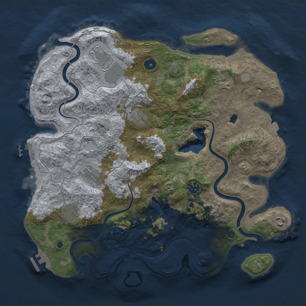 Rust Map: Procedural Map, Size: 4000, Seed: 801338640, 14 Monuments