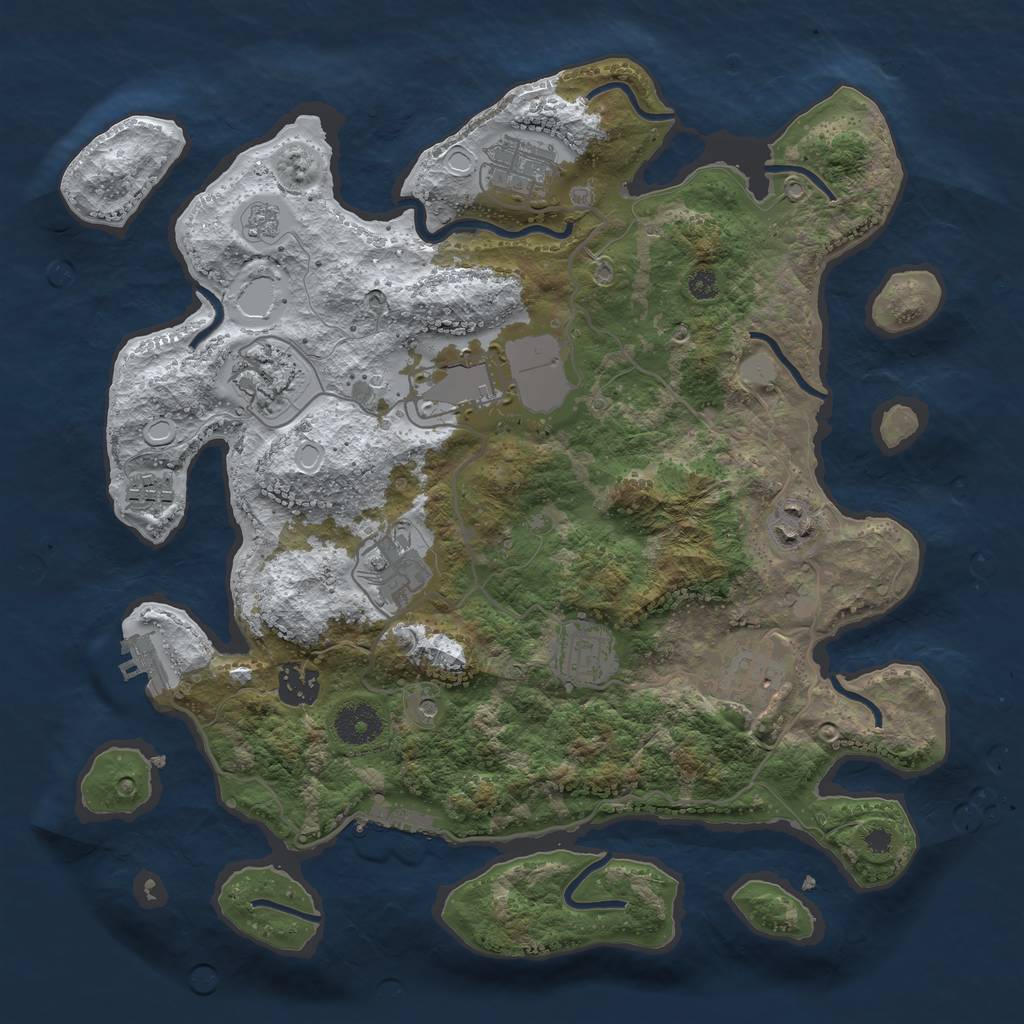 Rust Map: Procedural Map, Size: 3500, Seed: 1154107, 18 Monuments
