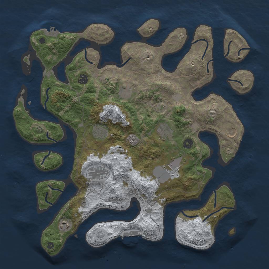 Rust Map: Procedural Map, Size: 4000, Seed: 3630688, 18 Monuments