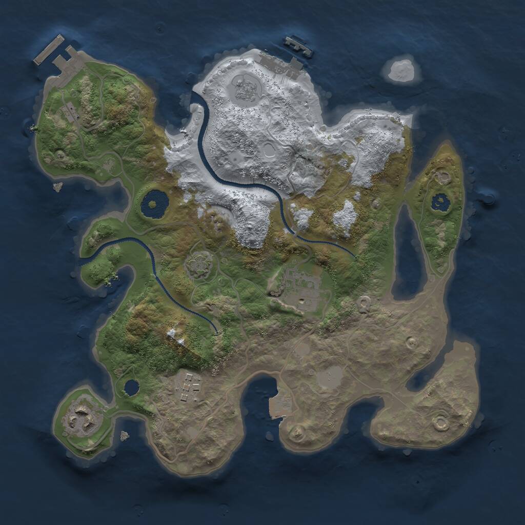 Rust Map: Procedural Map, Size: 2799, Seed: 1, 8 Monuments