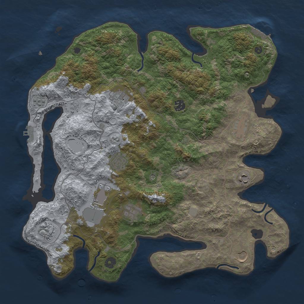 Rust Map: Procedural Map, Size: 4000, Seed: 1821775403, 19 Monuments