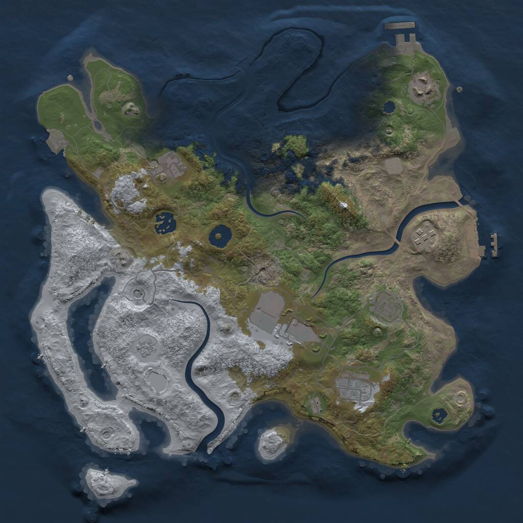 Rust Map: Procedural Map, Size: 3500, Seed: 2085355, 13 Monuments