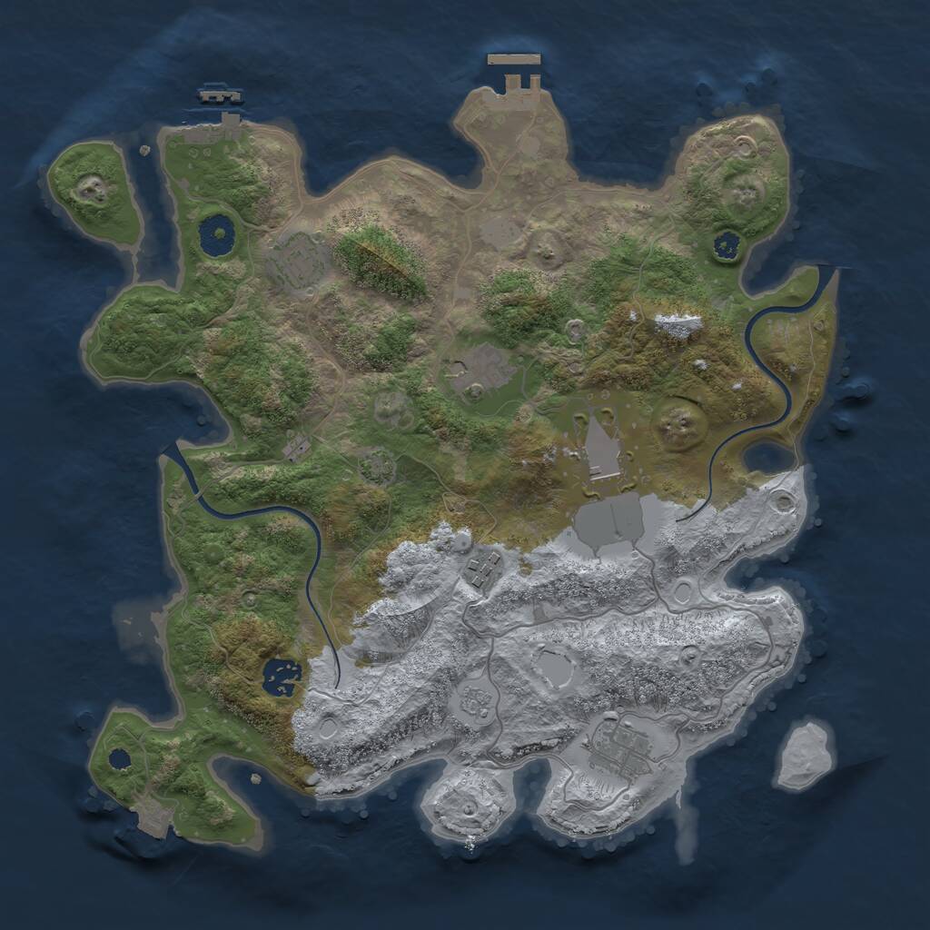 Rust Map: Procedural Map, Size: 3550, Seed: 532794, 11 Monuments