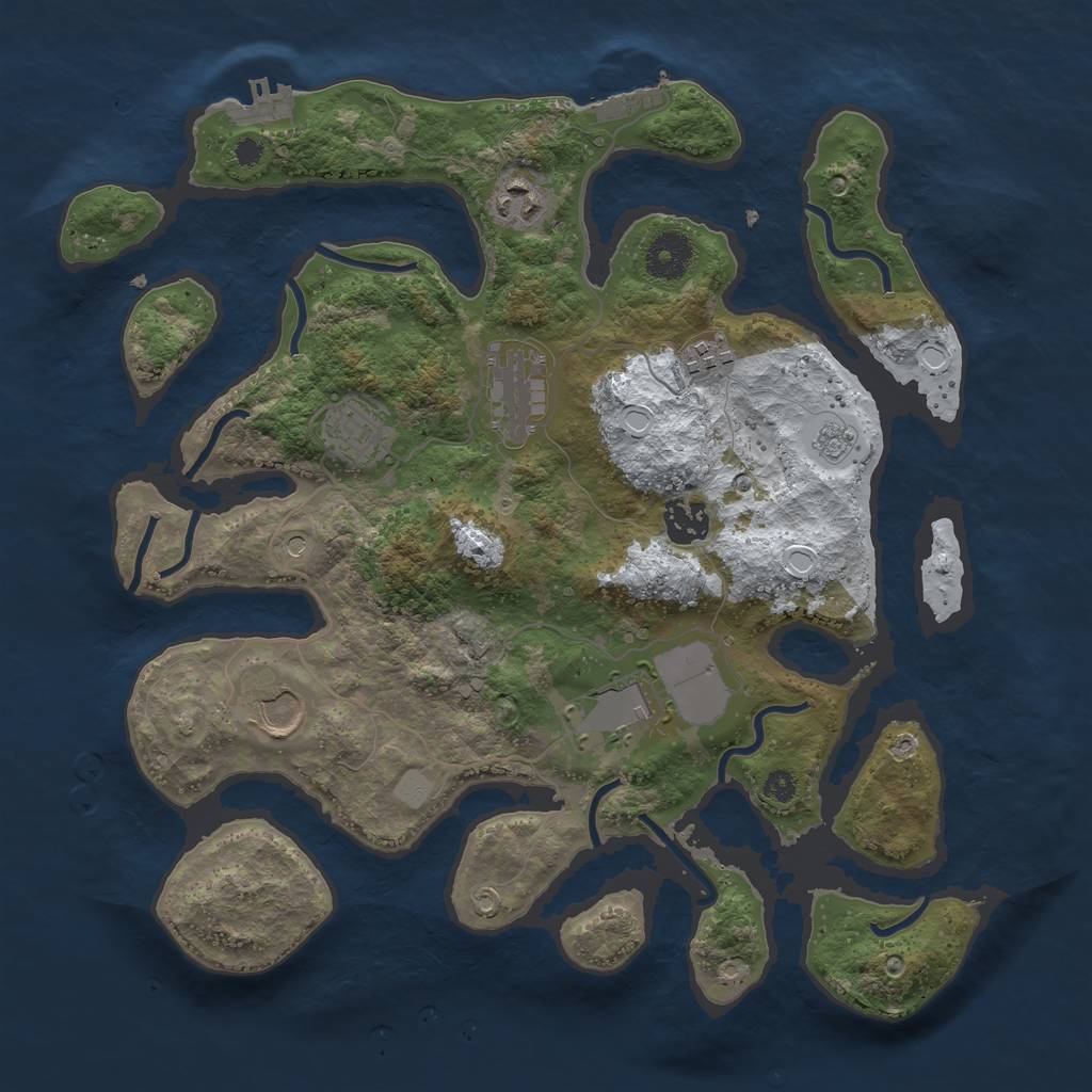 Rust Map: Procedural Map, Size: 3500, Seed: 1643432, 16 Monuments