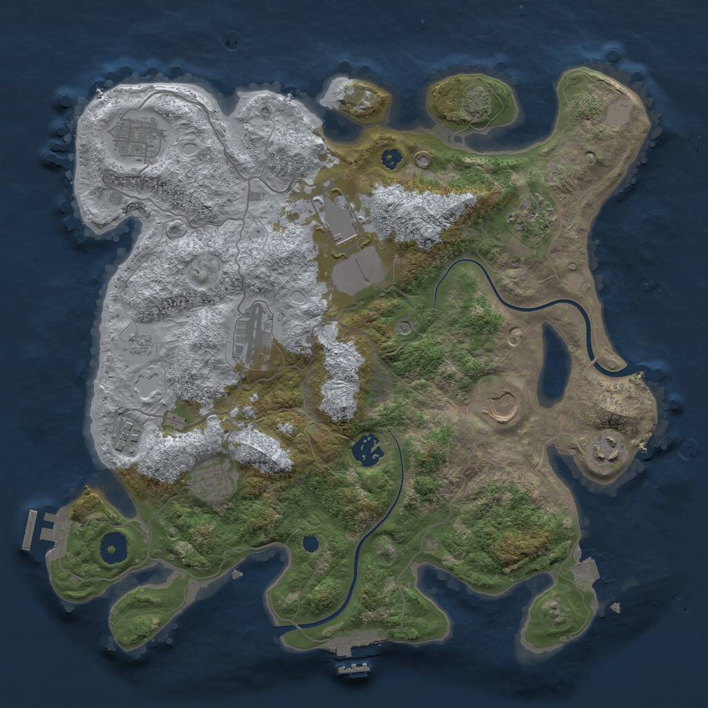 Rust Map: Procedural Map, Size: 3500, Seed: 4707632, 15 Monuments