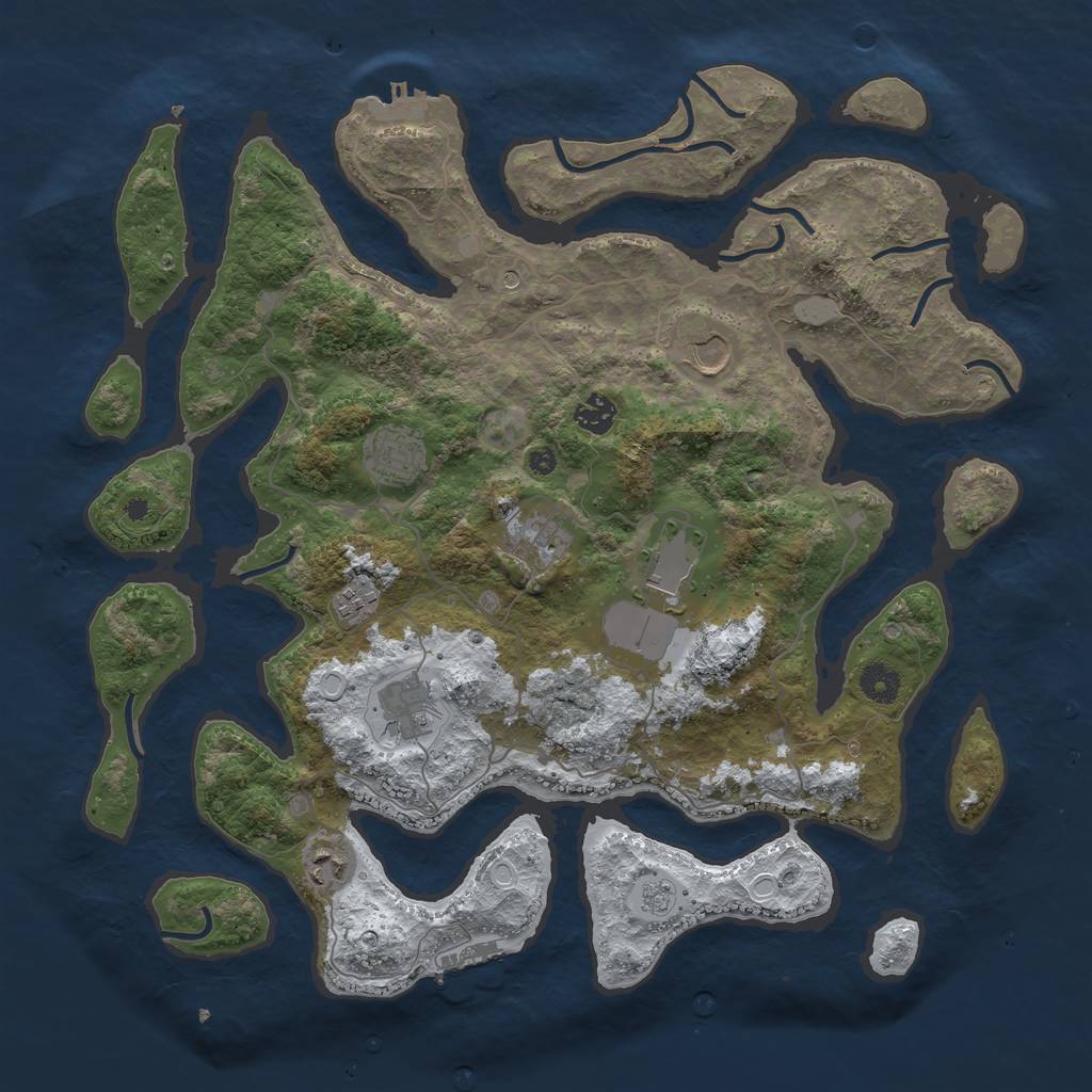 Rust Map: Procedural Map, Size: 4082, Seed: 63964, 17 Monuments