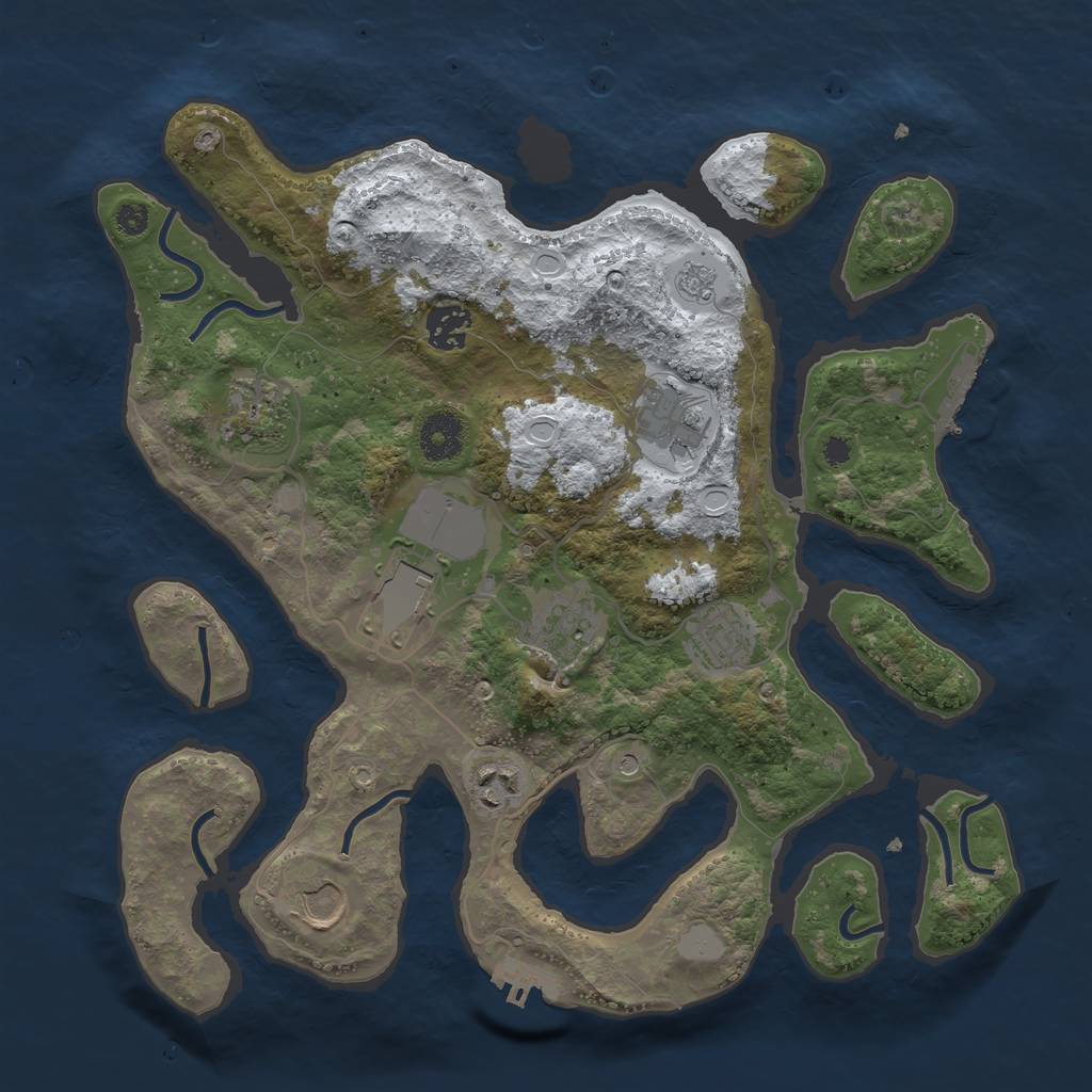 Rust Map: Procedural Map, Size: 3500, Seed: 1404587, 17 Monuments