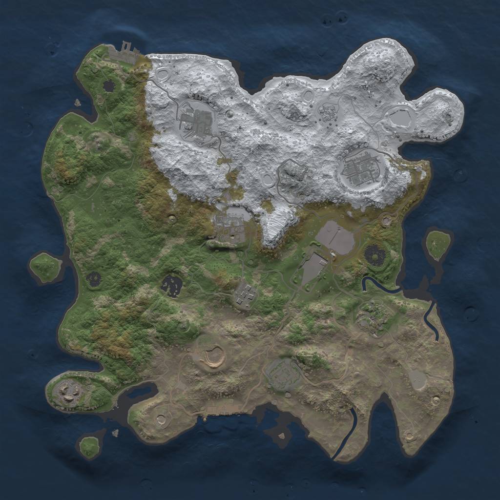 Rust Map: Procedural Map, Size: 3500, Seed: 795177893, 19 Monuments