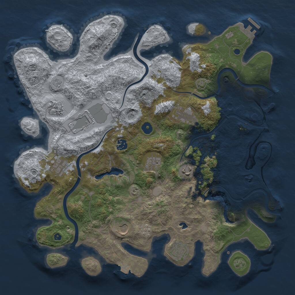 Rust Map: Procedural Map, Size: 4000, Seed: 3668484, 15 Monuments