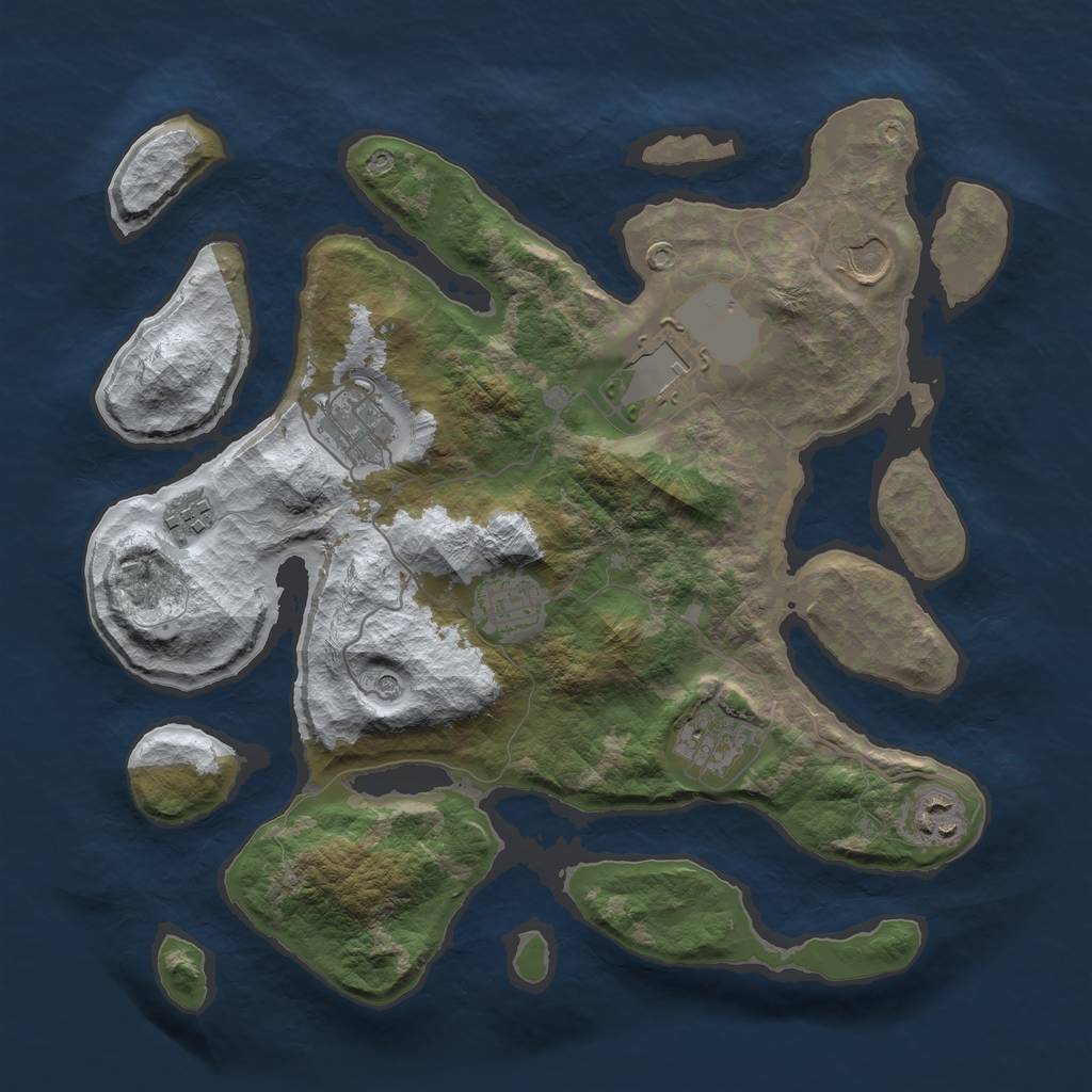 Rust Map: Barren, Size: 3500, Seed: 1763055, 10 Monuments