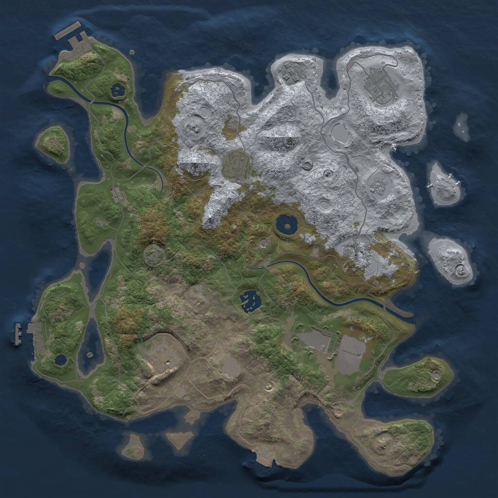 Rust Map: Procedural Map, Size: 3500, Seed: 1761058, 13 Monuments