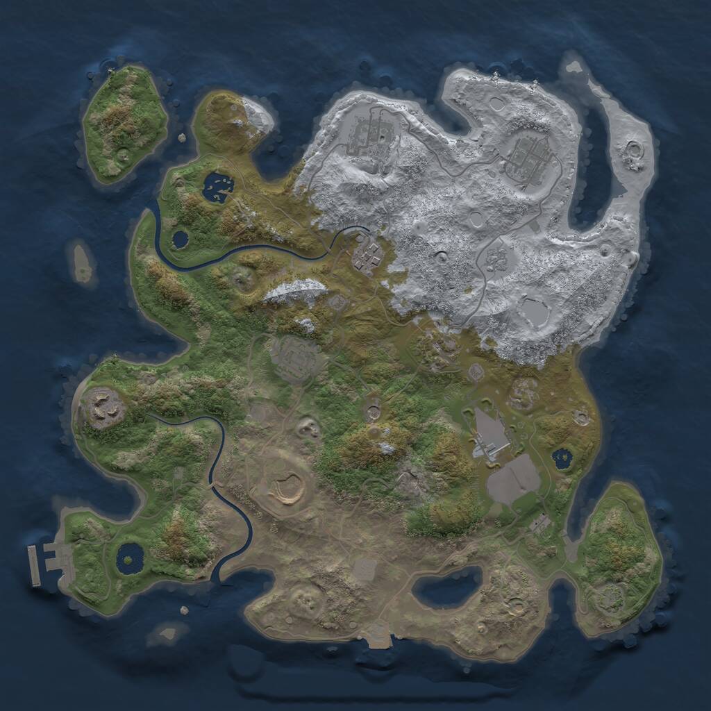 Rust Map: Procedural Map, Size: 3500, Seed: 4780346, 14 Monuments