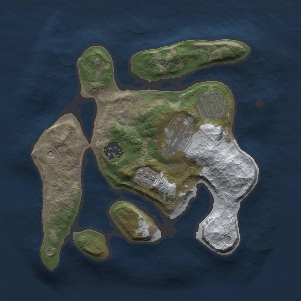 Rust Map: Barren, Size: 2500, Seed: 4250135, 7 Monuments